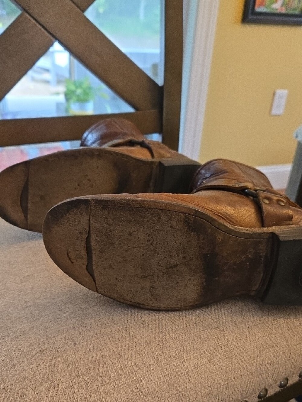 Vintage Frye Brown Leather Women's Ankle Boots - Strap Detail - Picture 5 of 7